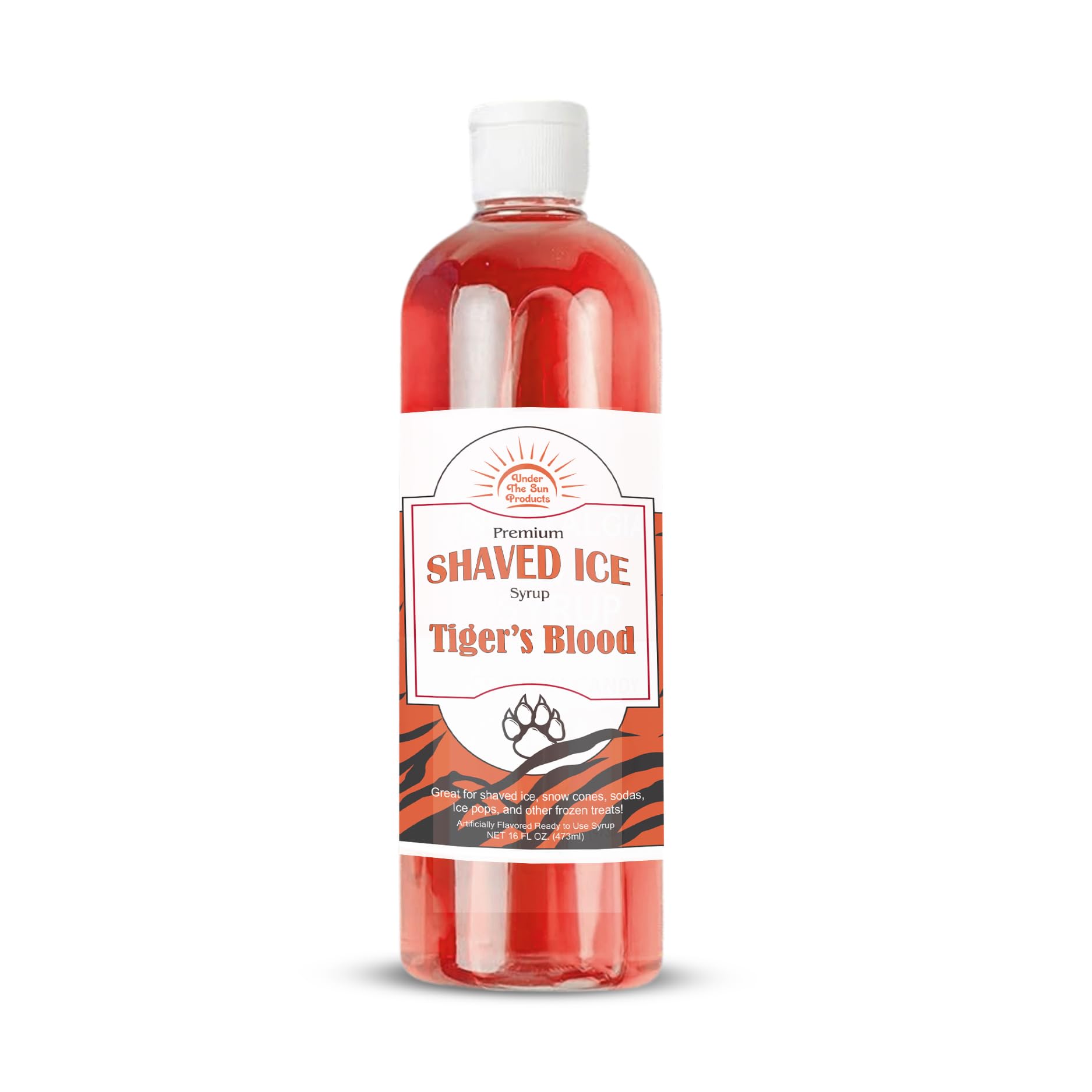 Under the Sun Products- 16oz Bottle of Snow Cone Syrup (16 Fl Oz (Pack of 1), Tigers Blood)