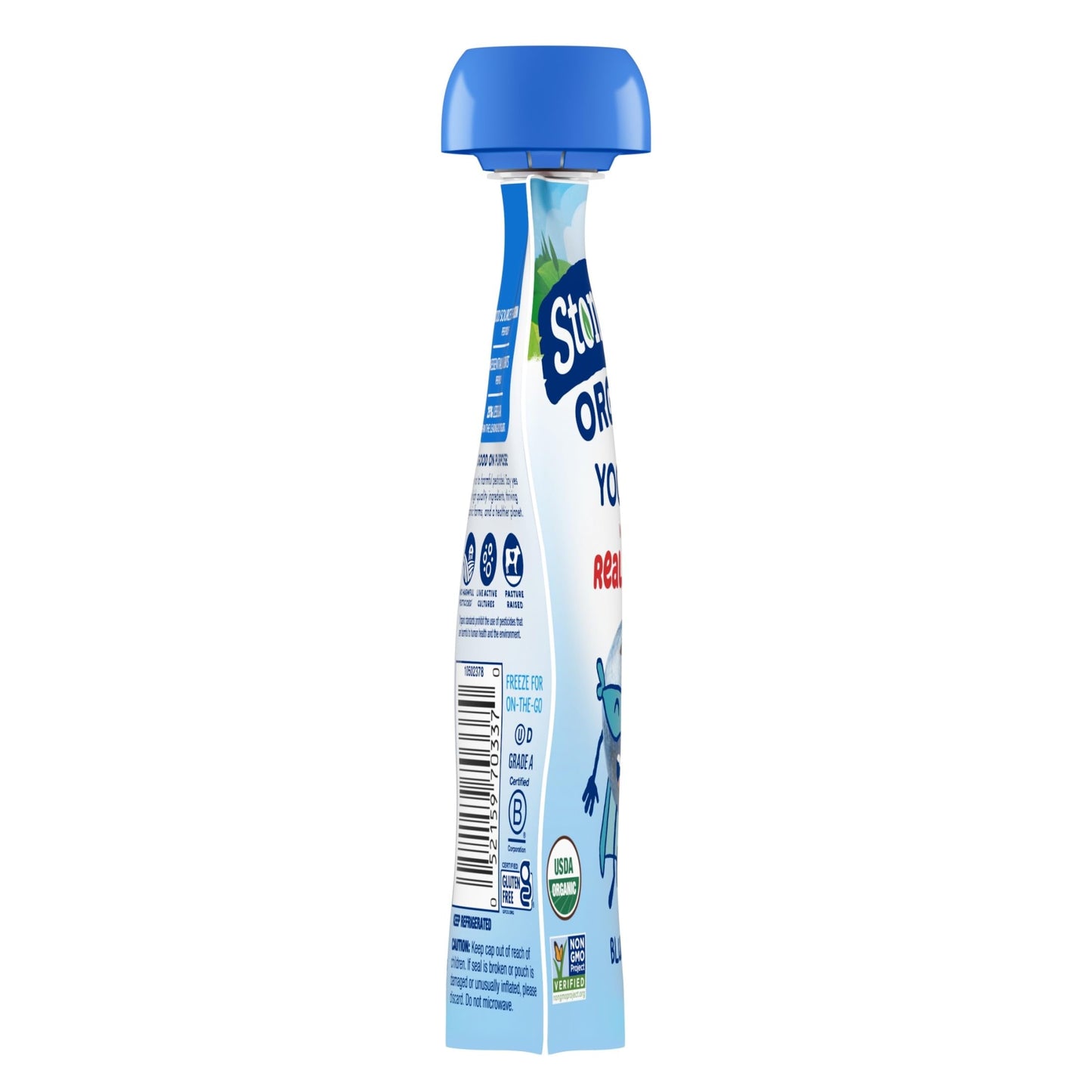 Stonyfield Organic Kids Blueberry Lowfat Yogurt, 3.5 oz. Pouch, Single Serve - Includes Live Active Cultures