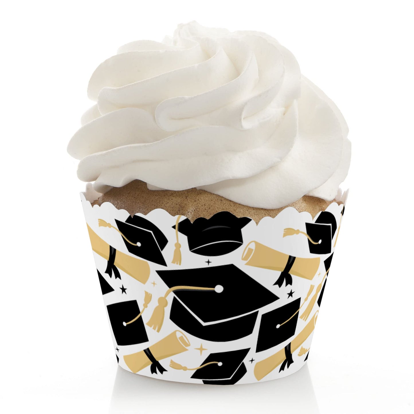 Big Dot of Happiness Cupcake Wrappers Set of 12 - 2 inches - Black, Gold - Model BD3059k
