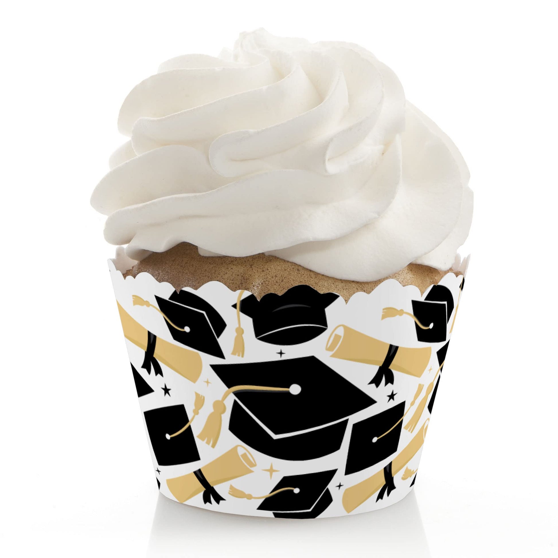 Big Dot of Happiness Cupcake Wrappers Set of 12 - 2 inches - Black, Gold - Model BD3059k
