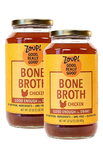 Chicken Bone Broth By Zoup! Keto-Friendly, Gluten Free, Fat Free, Non-Gmo Clear Chicken Broth - Great For Stock, Bouillon, Soup