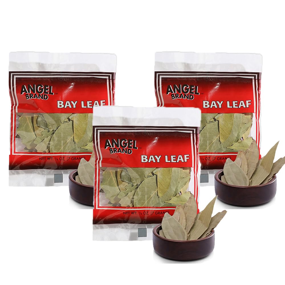 Angel Brand Bay Leaves - Whole Dried, 0.25oz Pouch, Pack of 3 - Laurel Leaves for Cooking, Teas, Stews & Savory Dishes