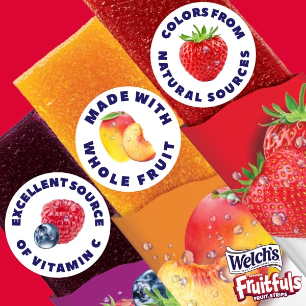 Welchs Fruit Strips, Dried Fruit Snacks, Strawberry, Pack of 10, 0.5oz