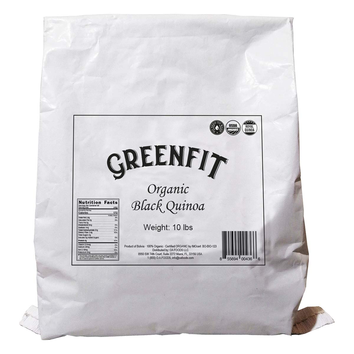 Greenfit Royal Organic Black Quinoa | Non-Gmo, Gluten-Free, Vegan, And Organic | Complete Protein, High Fiber, Low-Calorie Black Quinoa | (10 Pound - Pack Of 1)