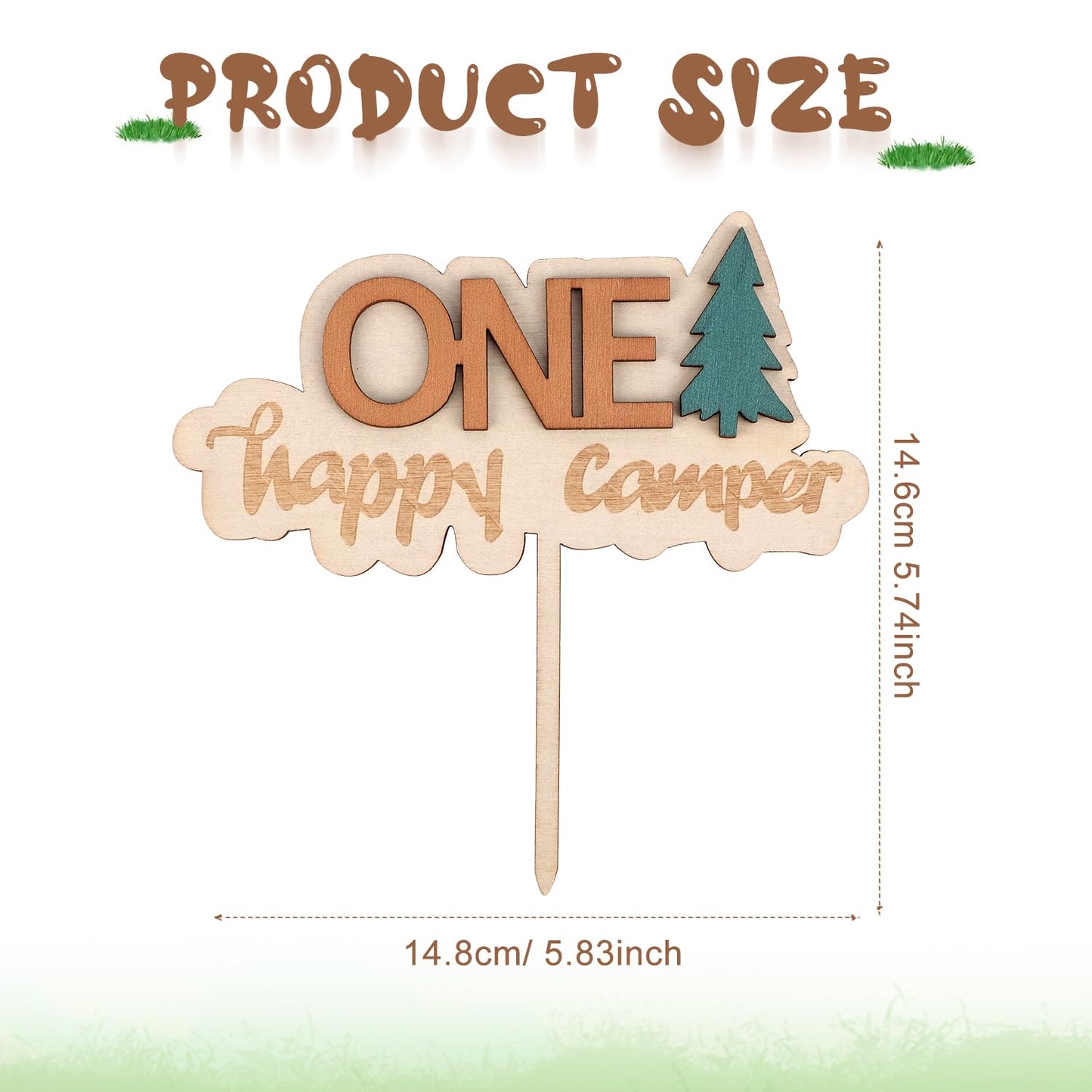 First Birthday Cake Topper, Wooden One Cupcake Topper 1St Birthday Party Decoration Number Cake Photo Props Happy Camper Party Decor For Baby Shower Anniversary