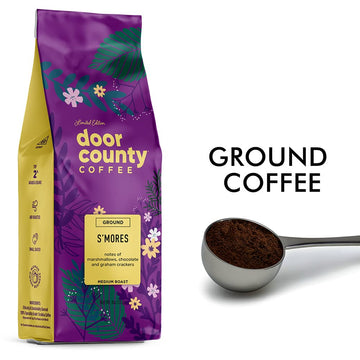 Door County Coffee Smores Flavored Coffee Ground | 8 Oz Bag | Spring-Summer Seasonal | Medium Roast | 100% Specialty Arabica | C