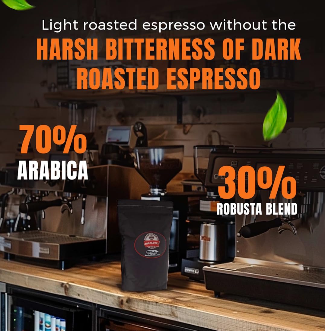 Nicoletti Coffee Original Espresso Roast 12oz Whole Beans (Made in Brooklyn since 1972) Fresh Roasted Espresso to order with dat