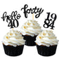 Black Glitter 40Th Birthday Cupcake Toppers 40Th Birthday Celebrating Party Decorations - Set Of 24