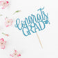 LVEUD Congrats Grad Cake Topper, Blue Cardboard Graduation Decoration for 2025 Party