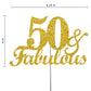 RokAPary 50 & Fabulous Cake Topper, Gold Glitter, Double-Sided, Premium Quality, Model RCTF