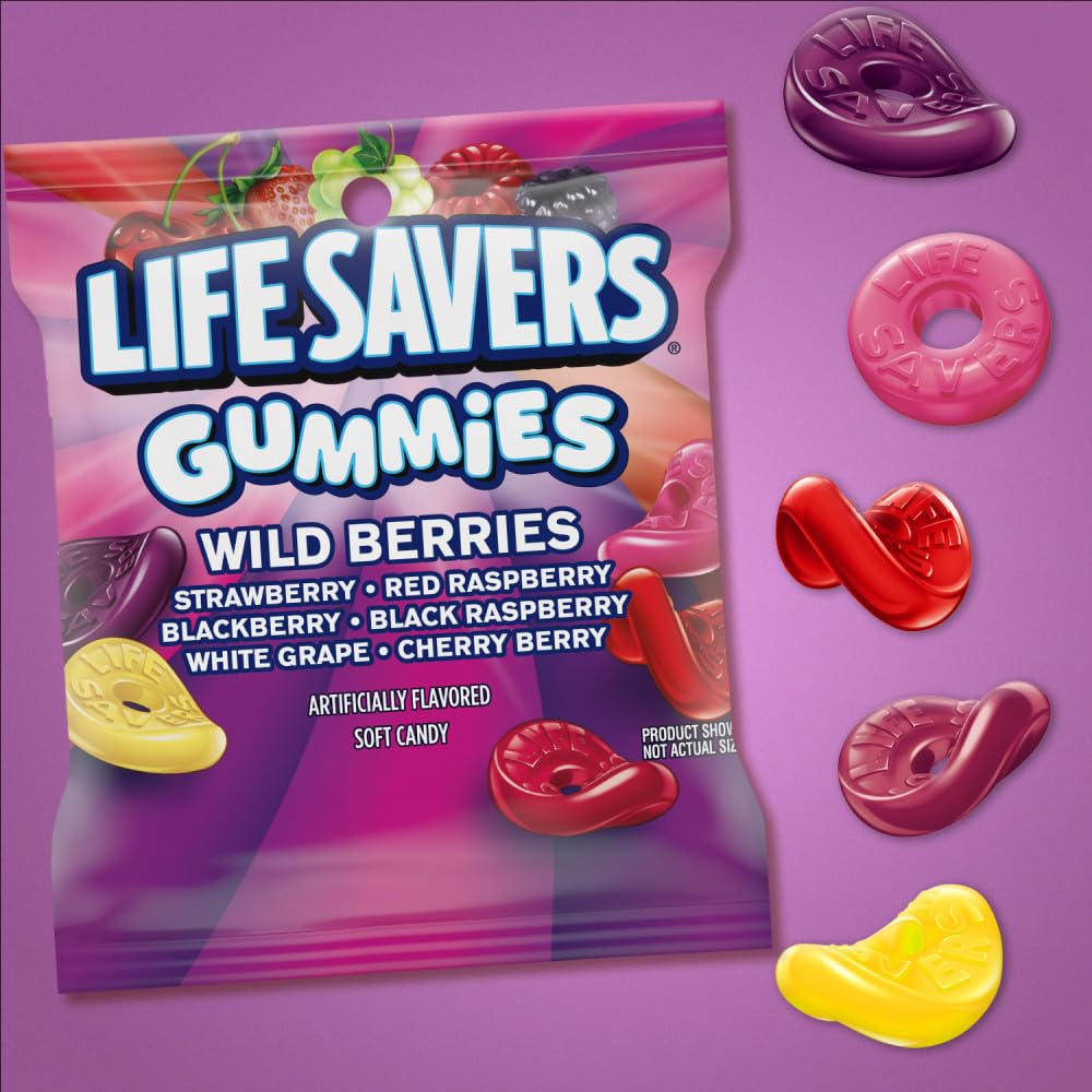LIFE SAVERS Gummies Candy  Wild Berry Gummy Candy Variety Pack  4.6 Oz Bags (Pack of 12)