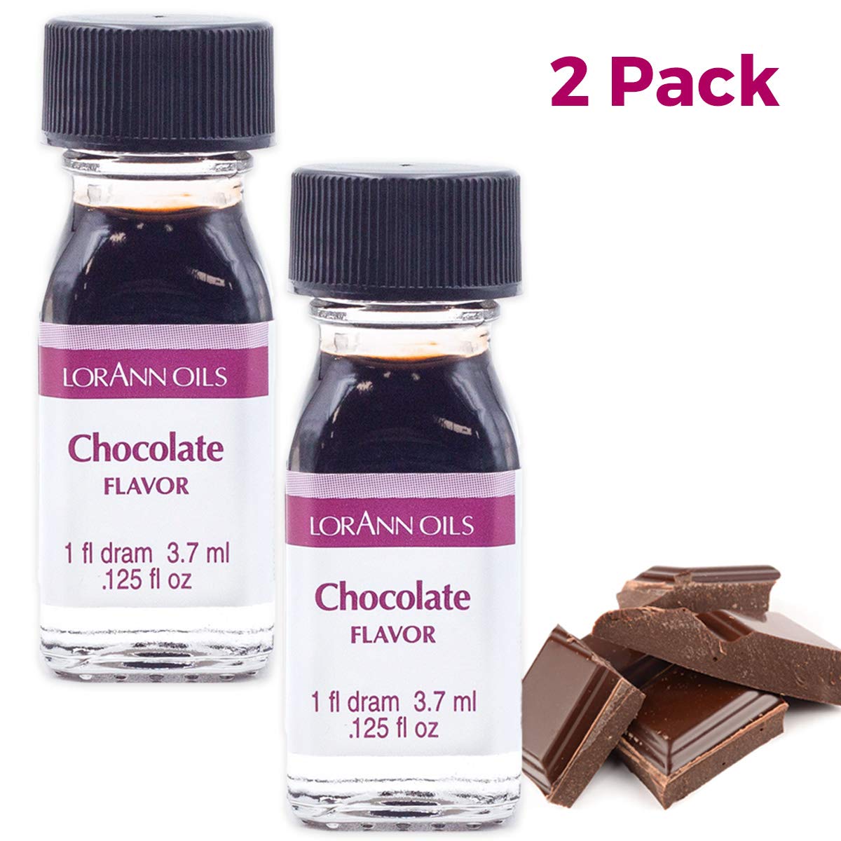 Lorann Chocolate Ss Flavor, 1 Dram Bottle (.0125 Fl Oz - 3.7Ml - 1 Teaspoon) - 2 Pack