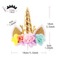 Nishine Rose Floral Unicorn Cake Topper Birthday Party Cake Decoration (Gold&Pink)