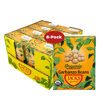 Jacks Organic Chickpeas Garbanzo Beans 13.4 oz. | Packed with Protein and Fiber, Heart Healthy, Low Sodium & Non GMO | (8-PACK)