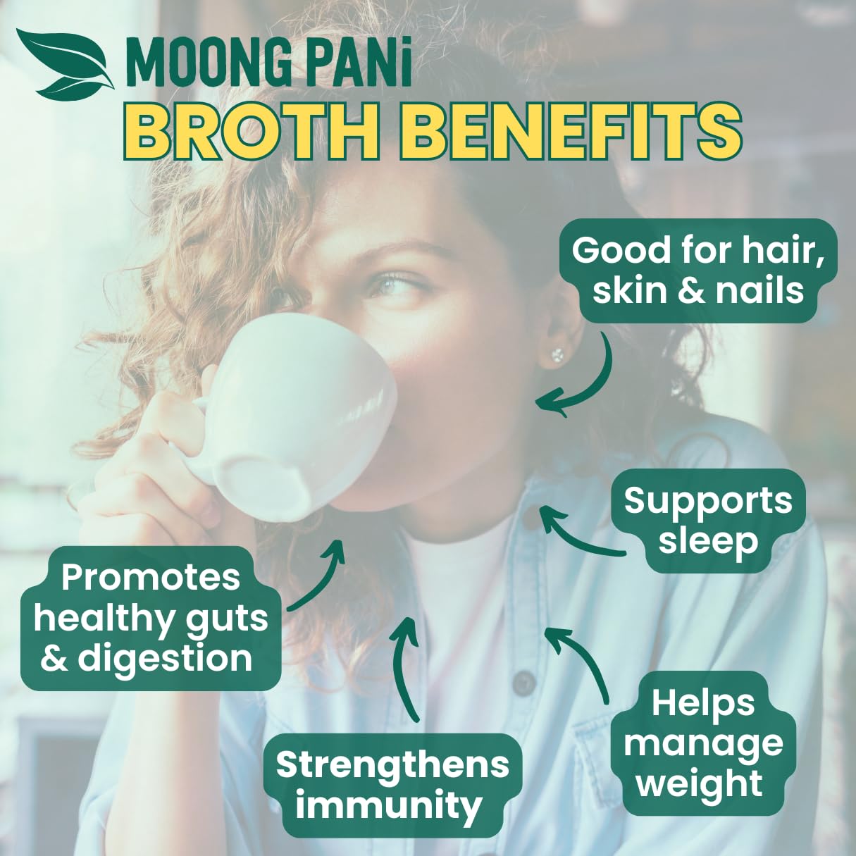 Moong Pani Mung Broth Powder, High Protein & Fibre, Roasted Garlic & Turmeric, 3 Pack, 3.81 Ounce