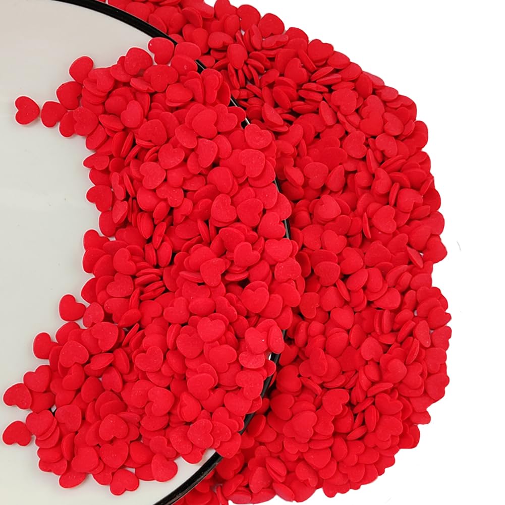 Homankit Valentine'S Day Red Hearts Sprinkles Edible Baking Cupcake Cake Decoration Cookie Ice Cream Donut Decorating 2.82 Ounces