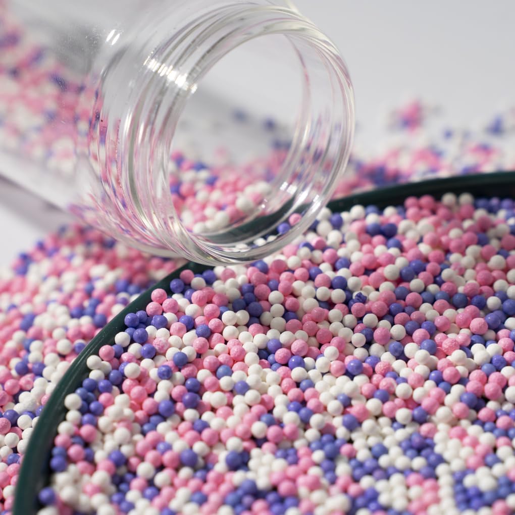 NIPEOR Nonpareils Sprinkles Edible Pearl Sprinkles 130g 2mm Pink Purple for Cake Decorating, Baking, Ice Cream, Cookies, Cupcakes