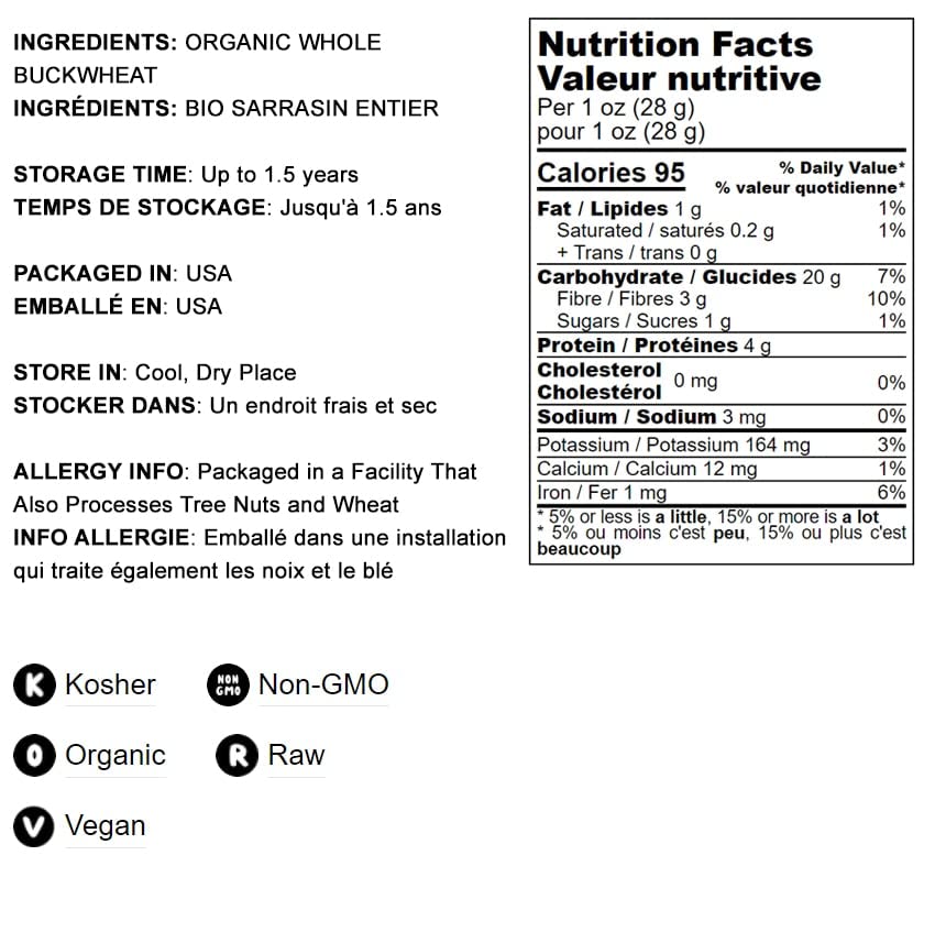 Food To Live Organic Whole Grain Buckwheat Flour, 15 Pounds - Non-Gmo, Kosher, Unbleached, Unbromated, Unenriched, Stone Ground,