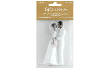 Amscan 474851 Wedding Plastic cake Topper African American couple 4.5 1 piece White