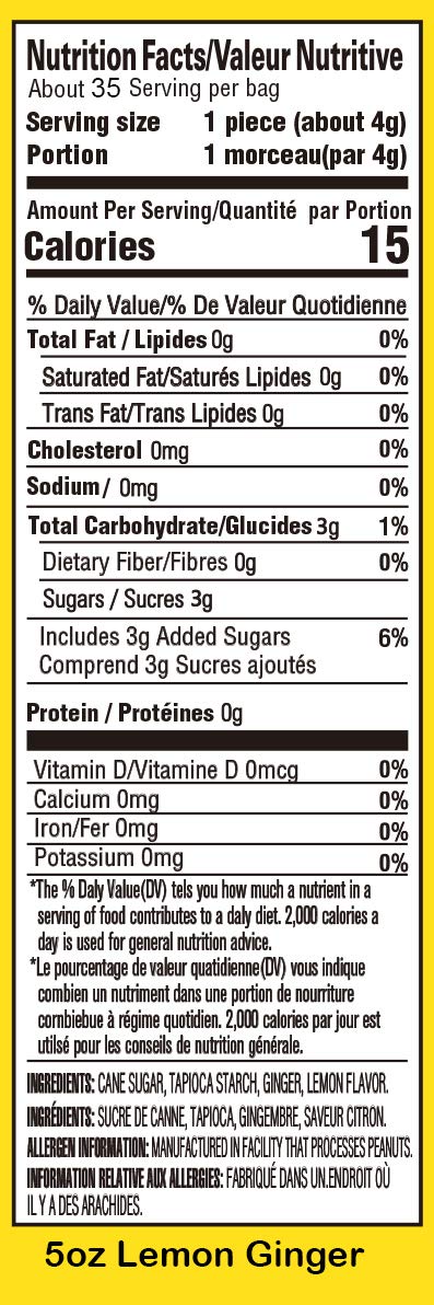 Gem Gem Ginger Candy Chewy Ginger Chews (Lemon, 5.0Oz, Pack Of 6)
