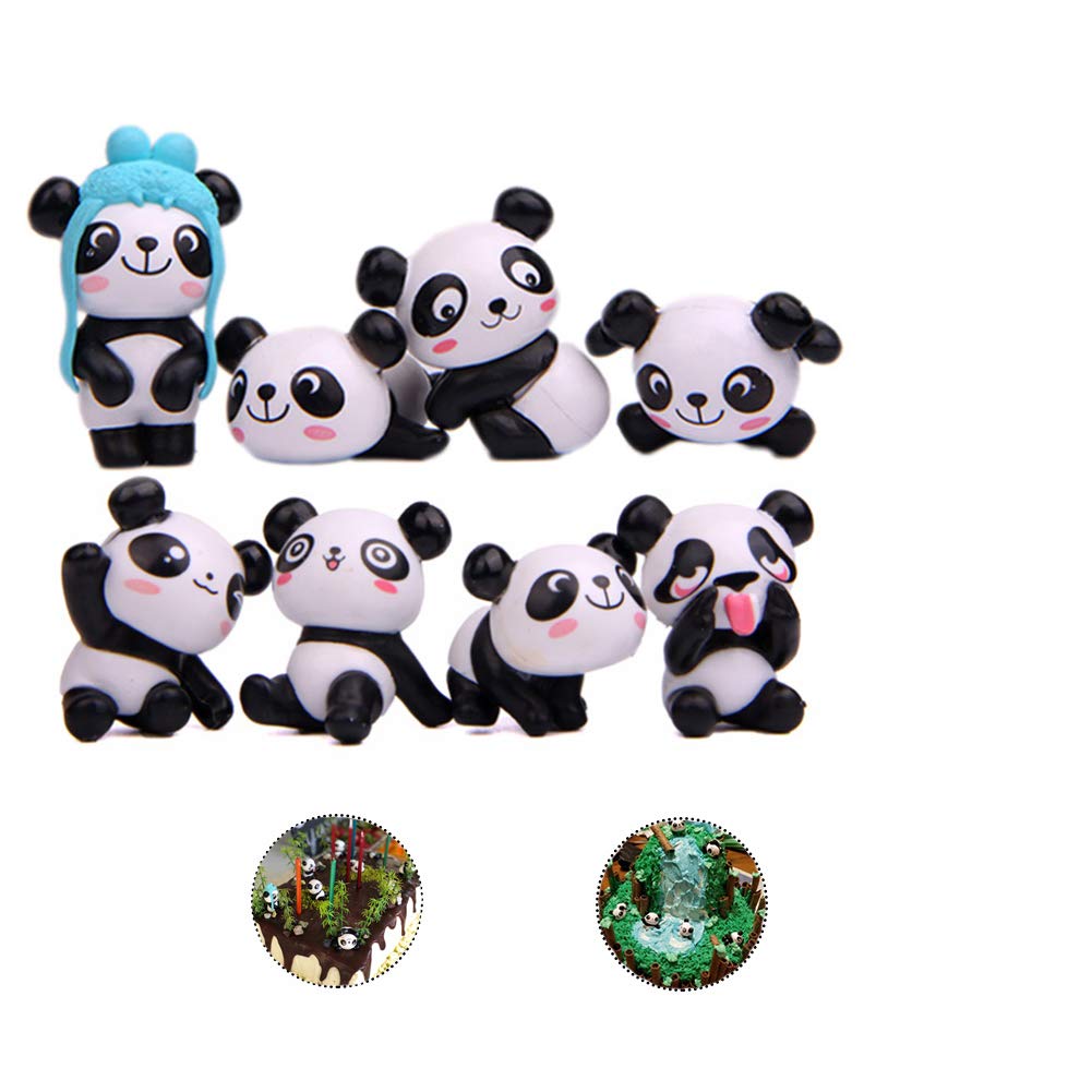 Panda Cake Topper Set Cute Panda Figures Cute Panda Characters Toys Mini Figure Collection Playset For Panda Theme Party Supplie