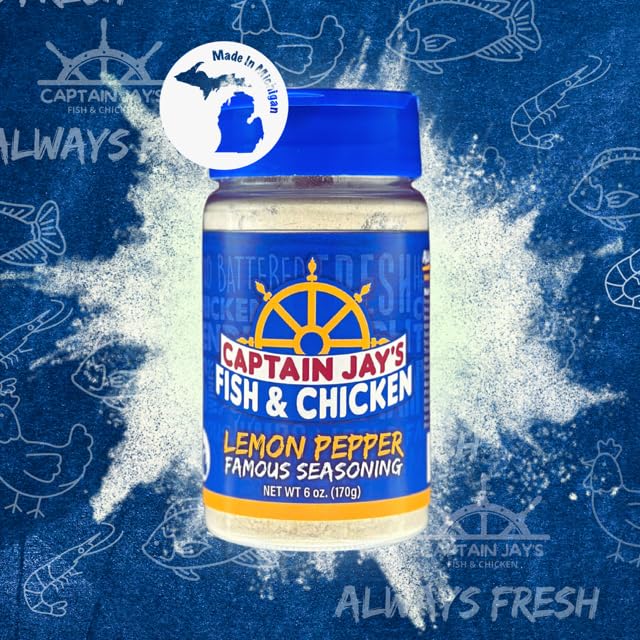 Captain Jay's Fish & Chicken Lemon Pepper Seasoning, 6 oz - Perfect for Fish & Chicken Dishes, World Famous Flavor