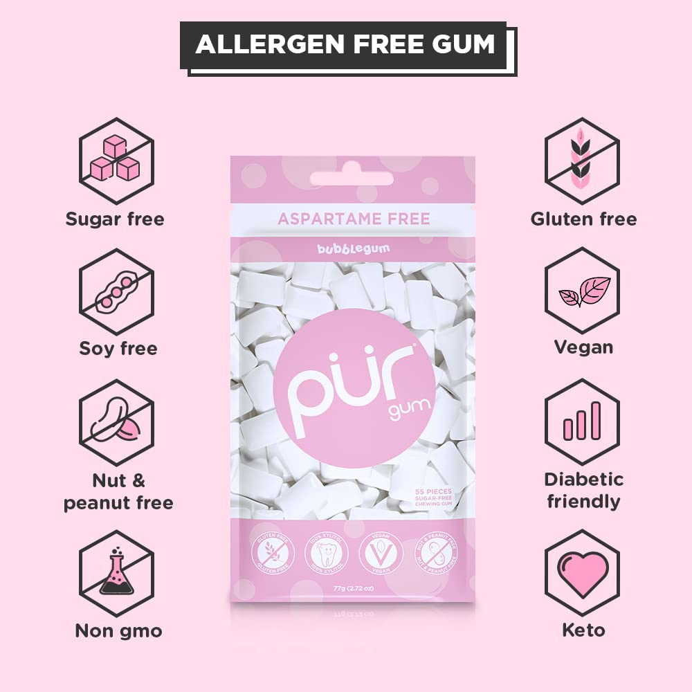 Pur Gum Gum Bubblegum Bag 55 Count (Pack Of 3)
