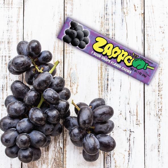 ZAPPO Sour Chews Mixed Pack, Gluten Free Candy, Individually Wrapped Taffy Sticks, 1 oz x 8 Sticks Total (2 Each: Watermelon, Bl
