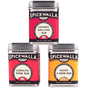 SPICEWALLA Grill Dry Rub 3 Pack | Carolina Pork, Cowboy Grilling, Honey Herb | 3 Piece Assortment for BBQ, Steak, Chicken & Vegetables