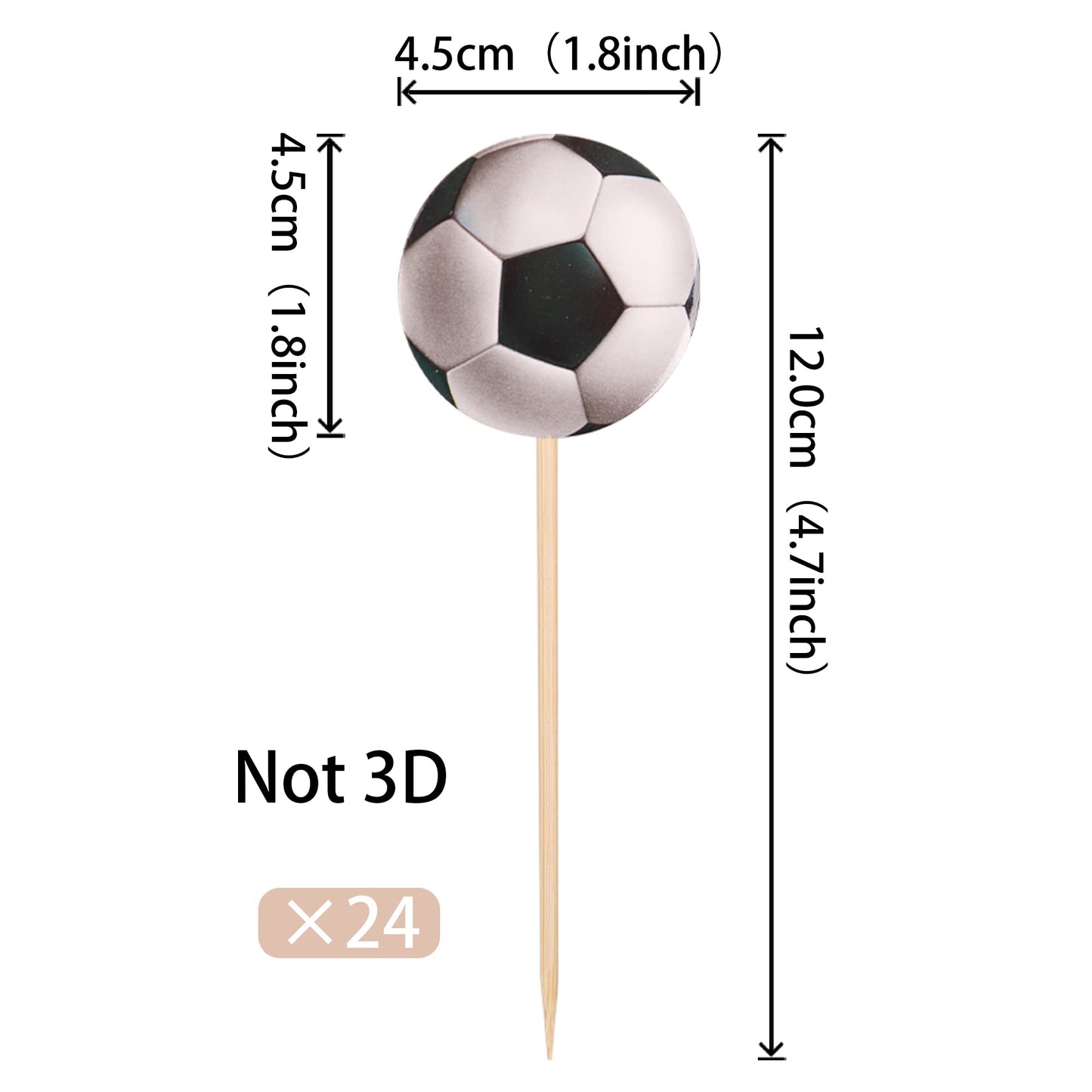 YCTHUNFISH 24 Pack Soccer Ball Cupcake Toppers Sports Theme Small Food Picks for Baby Shower Birthday Party Decorations