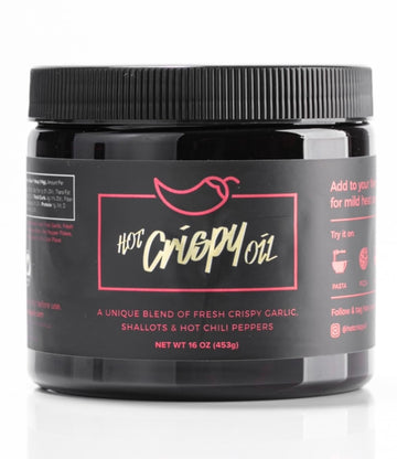 The Hot Tub from Hot Crispy Oil, Unique Blend of Fresh Crispy Garlic, Shallots & Hot Chili Peppers, 16 oz Chili Crisp Oil