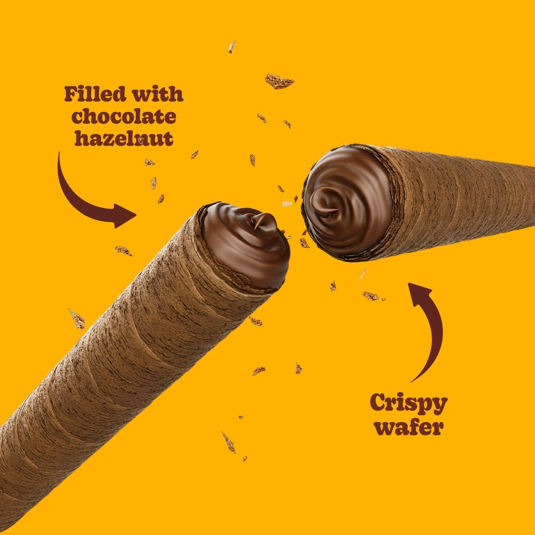 Bauducco Chocolate Hazelnut Wafer Rolls, 14.1 oz - Crispy Cream-Filled Gourmet Cookies, Perfect for Coffee & Gift Baskets