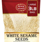 Spicy World White Sesame Seeds - Natural, Raw, Hulled, Non-GMO, 3 LB Resealable Bag