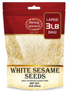 Spicy World White Sesame Seeds - Natural, Raw, Hulled, Non-GMO, 3 LB Resealable Bag