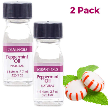 Lorann Peppermint Oil Ss Natural Flavor, 1 Dram Bottle (.0125 Fl Oz - 3.7Ml - 1 Teaspoon) - 2 Pack