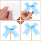 24 Pack Bow Cupcake Toppers, Blue Bow Coquette Birthday Decorations Valentine 'S Bowknot Ribbons For Bridal Shower Party Supplie