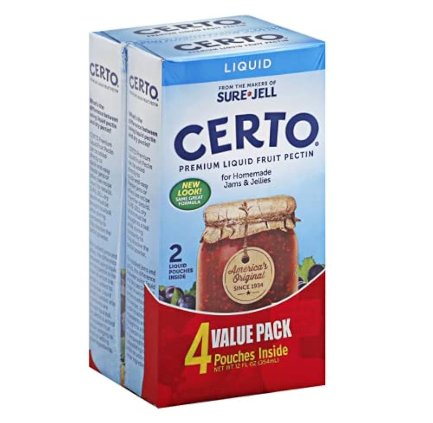 Certo Top-Grade Liquid Fruit Pectin (6 Fl Oz Boxes (2 Packet In Each Box))  Set Of 2 Boxes  Total 4 Packets