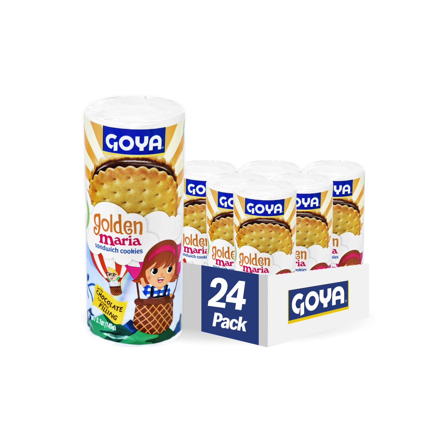 Goya Foods Golden Maria Sandwich Cookies With Chocolate Flavored Filling  5.1 Ounce (Pack Of 24)