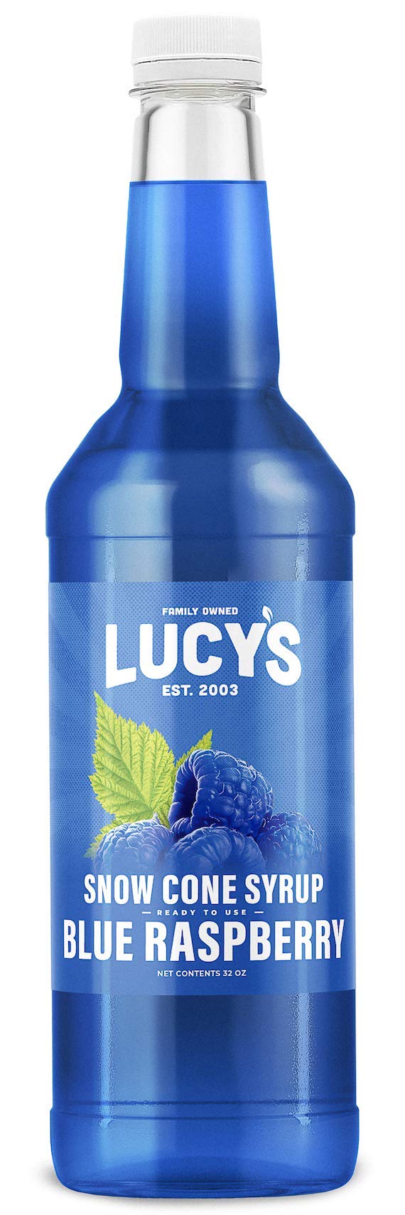 Lucys Shaved Ice Snow Cone Syrup - Blue Raspberry - 32 oz Bottle