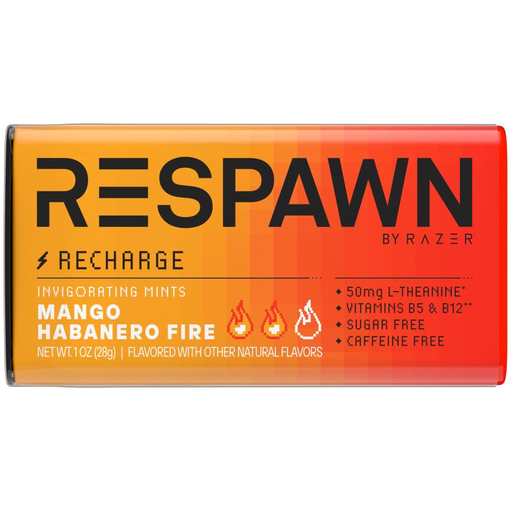 RESPAWN by Razer Spicy Mango Habanero Fire Mints Sugar Free, 1 oz Packs (Pack of 8)