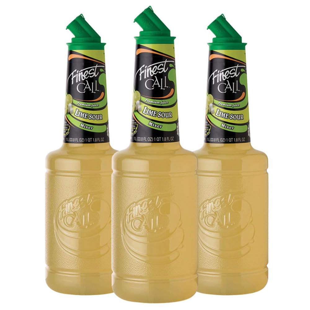 Finest Call Premium Lime Sour Drink Mix, 1 Liter Bottle, Pack of 3 (33.8 Fl Oz)