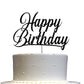 RokAPary Happy Birthday Glitter Cake Topper, Acrylic, Double-Sided, Black