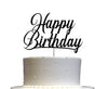 RokAPary Happy Birthday Glitter Cake Topper, Acrylic, Double-Sided, Black