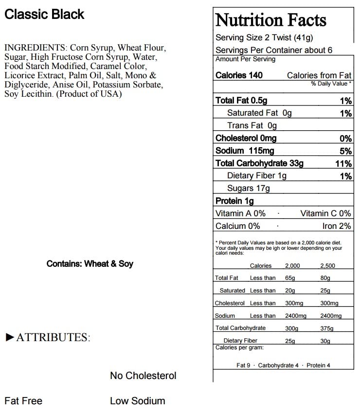 Bricktown Goods Classic Black Licorice Twists - FAT FREE - 10 oz - Gourmet Candy
