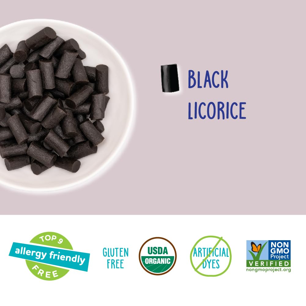 YumEarth Organic Gluten Free Black Licorice Snack Packs, 5 Ounce (Pack of 6) - Vegan, Non-GMO, Allergy Friendly, No Artificial Flavors or Dyes