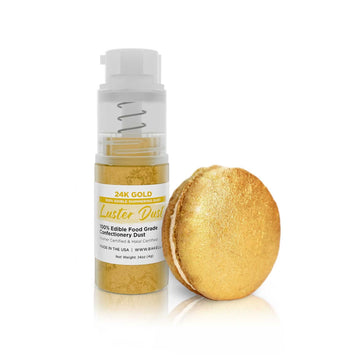 Luster Dust - 24K Gold (4g 1x Pump) | Edible Vegan Dust & Paint for Cake Decorating, Ice Cream, Desserts, Cocktails and Beverage