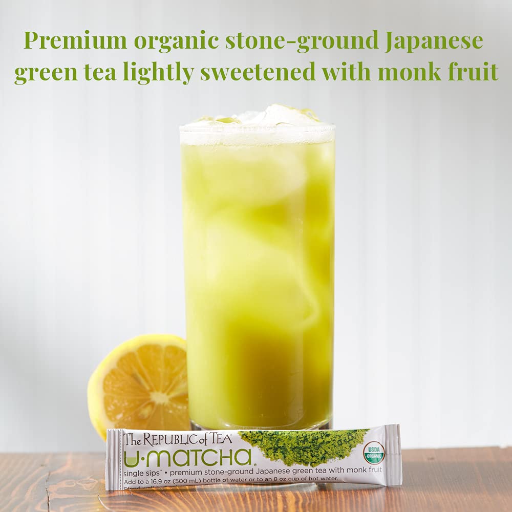 The Republic of Tea Organic Matcha Single Sips Tea, 14 Count, Pack of 1
