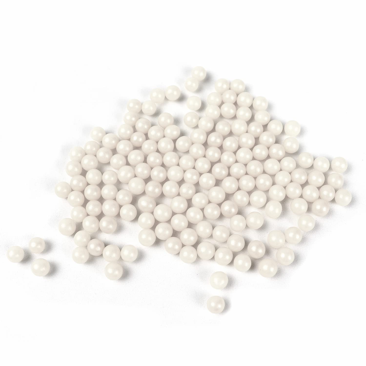 OCREME White Edible Sugar Pearls for Cake Decorating, 12mm, 8 Oz