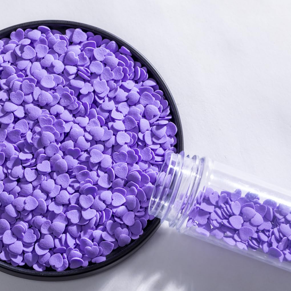 NIPEOR Purple Heart Sprinkles for Cake Decorating - Jumbo Heart, 3.53 oz/100g, Ideal for Valentine Weddings