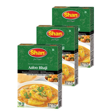 Shan Aloo Bhaji Masala - Authentic Indian Spice Mix for Potato Curry - 1.76 oz (Pack of 3) - Airtight Packaging